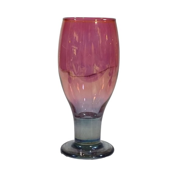 RARE Mid Century 1960s LIBBEY WATERMELON PINK GREEN WATER WINE GLASSES GOBLETS - Picture 4 of 5